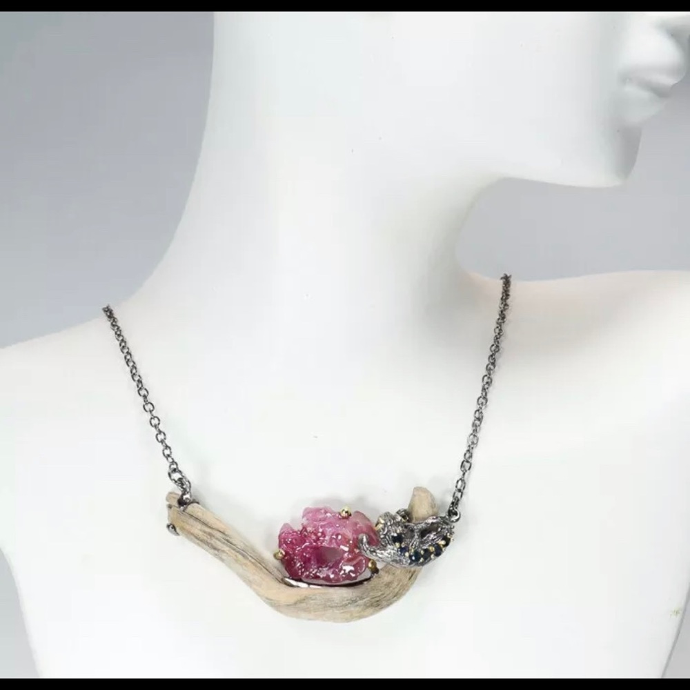 Unique natural ruby necklace